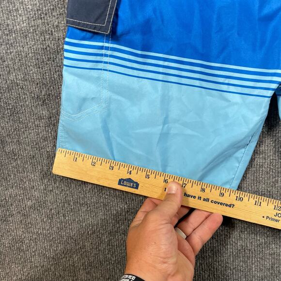 Quad Seven Swim Shorts Youth 16/18 Blue Colorblock Lined Hook And Loop Draw - Picture 4 of 8